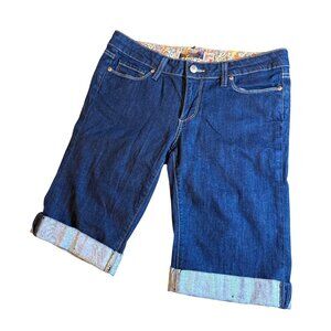 Paige Bentley Bermuda Shorts Size 28 Jean Denim Cuffed Dark Wash Stretch Beach R